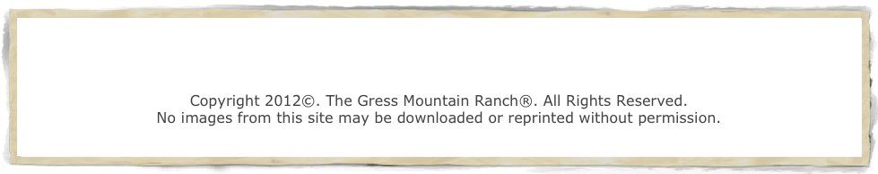 

Contact Us   Site Map   FAQ   Guestbook   Press Kit    Links

Copyright 2012©. The Gress Mountain Ranch®. All Rights Reserved. 
No images from this site may be downloaded or reprinted without permission.